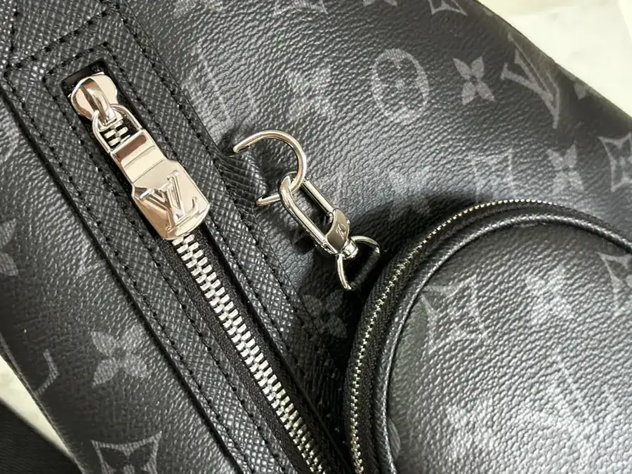 Duo Shoulder Bag with Monogram Canvas and Taïga Calfskin