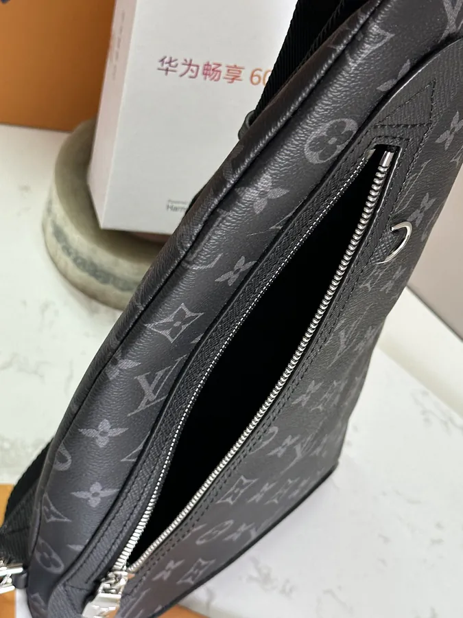 Duo Shoulder Bag with Monogram Canvas and Taïga Calfskin