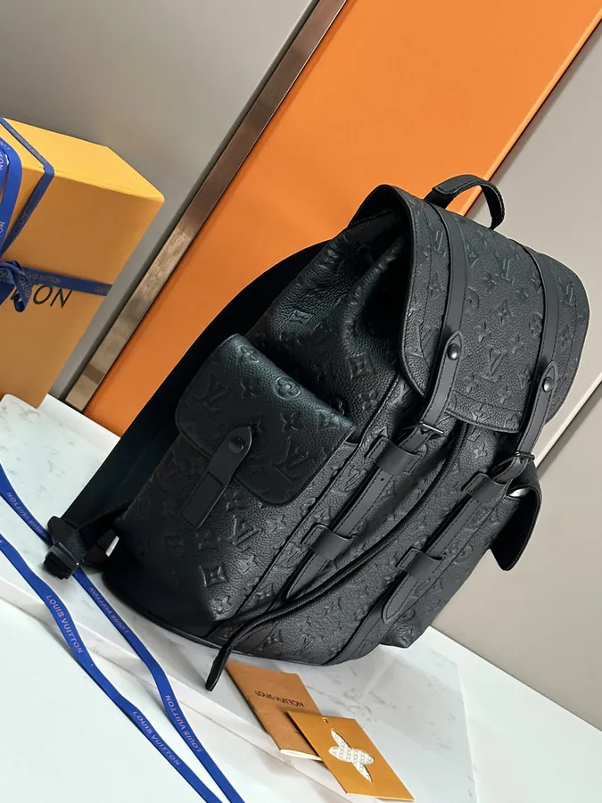 Christopher Small Backpack with Monogram Eclipse Reverse Canvas and Leather Trim