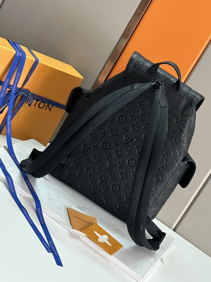 Christopher Small Backpack with Monogram Eclipse Reverse Canvas and Leather Trim