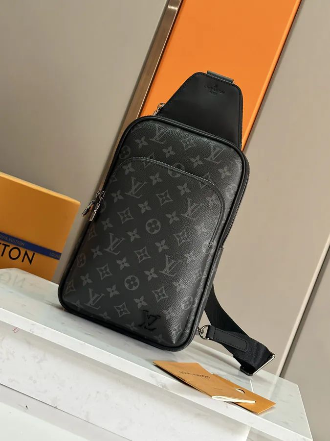 Avenue Shoulder Bag Monogram Macassar Canvas and Leather Trim