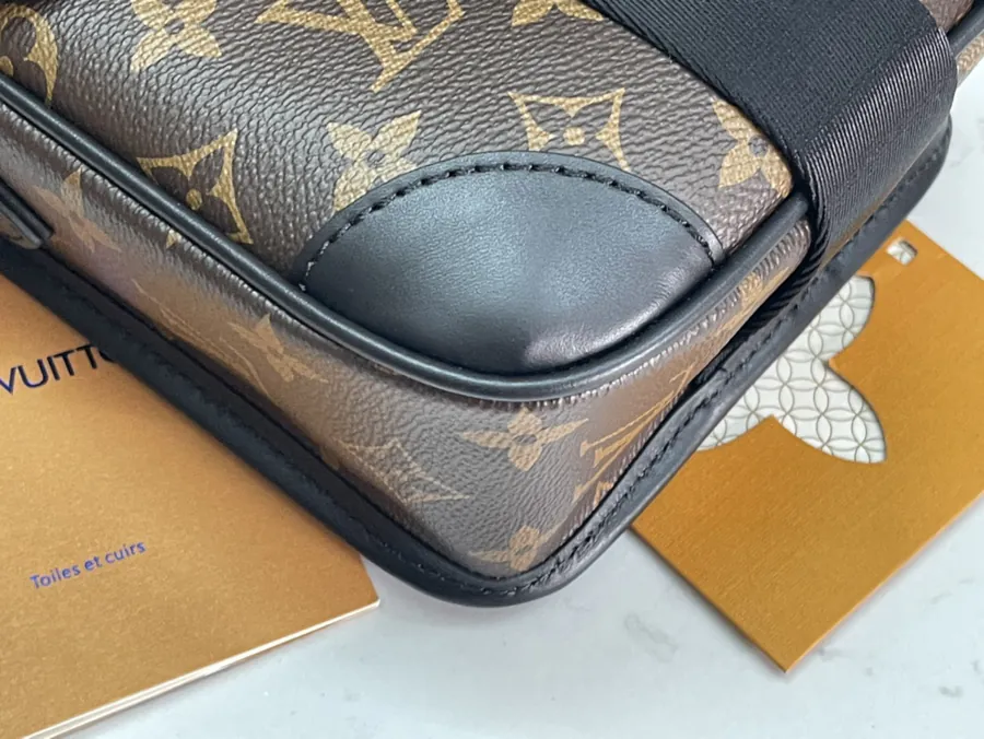 Original Archy Mini Messenger Bag with Leather Trim and Monogram Macassar Canvas