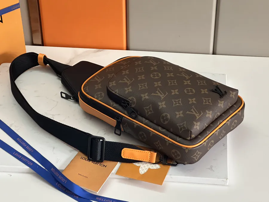Original Monogram Macassar Canvas Avenue Shoulder Bag with Leather Trim