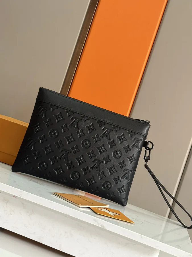 Top Grade Original Pochette To Go Handbag in Black with Monogram Shadow Pattern