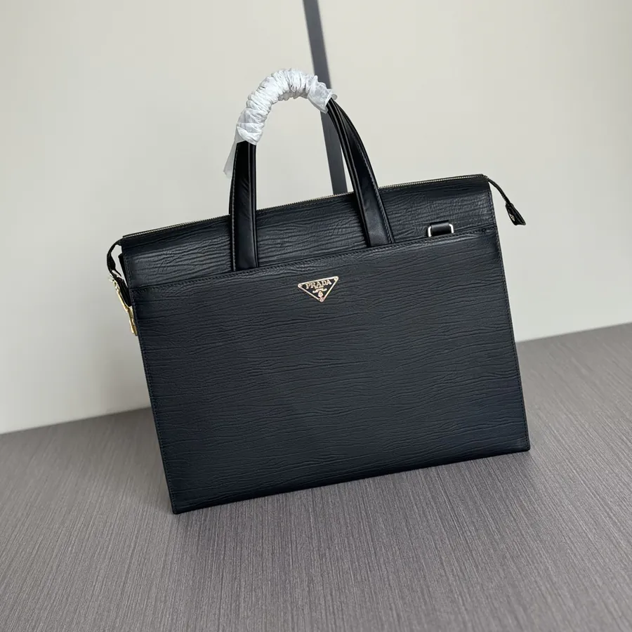 Prada Premium Leather Briefcase 2023 Trendy Design