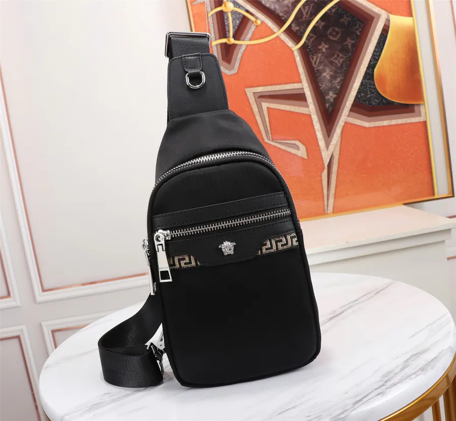 Versace Raincoat Nylon Dual Zip Bucket Bag