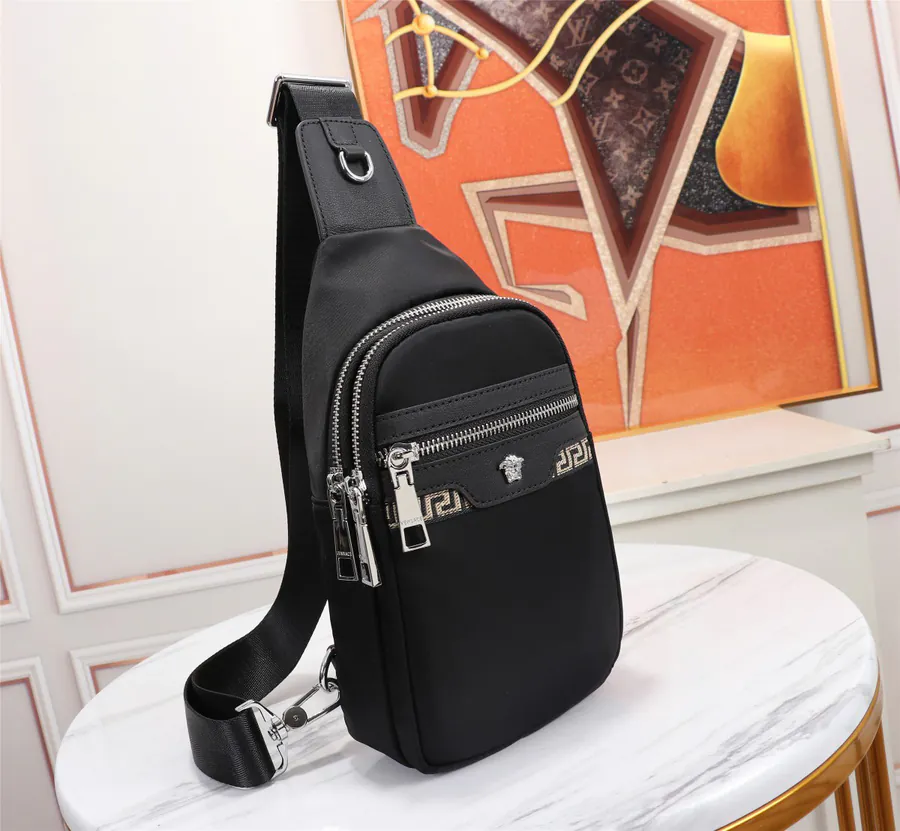 Versace Raincoat Nylon Dual Zip Bucket Bag