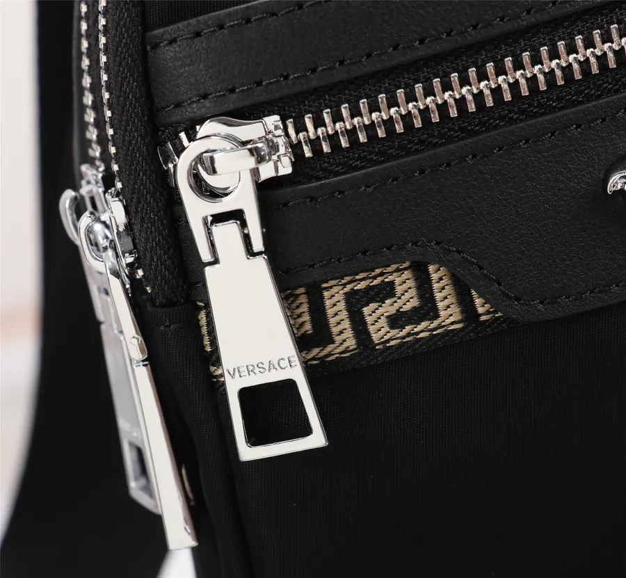 Versace Raincoat Nylon Dual Zip Bucket Bag