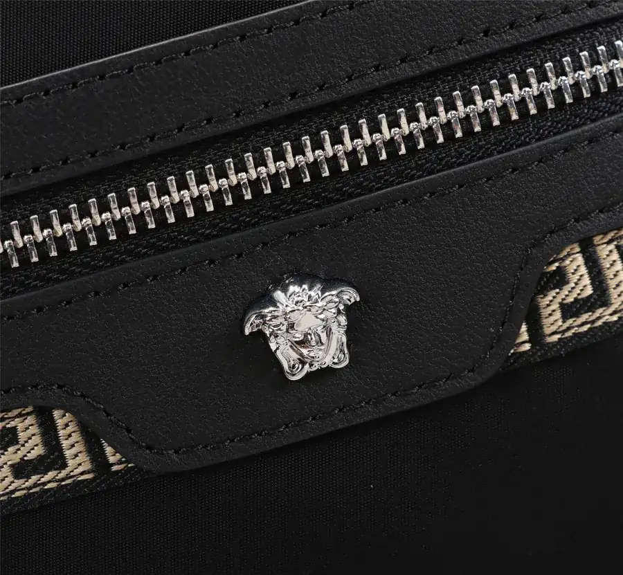 Versace Raincoat Nylon Dual Zip Bucket Bag