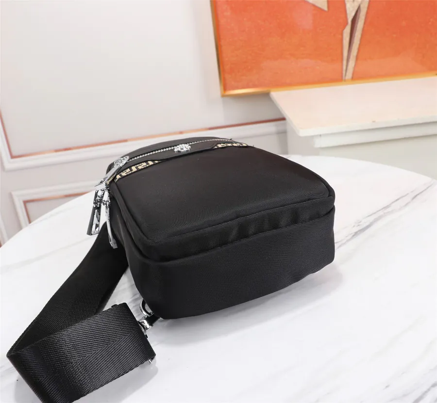 Versace Raincoat Nylon Dual Zip Bucket Bag