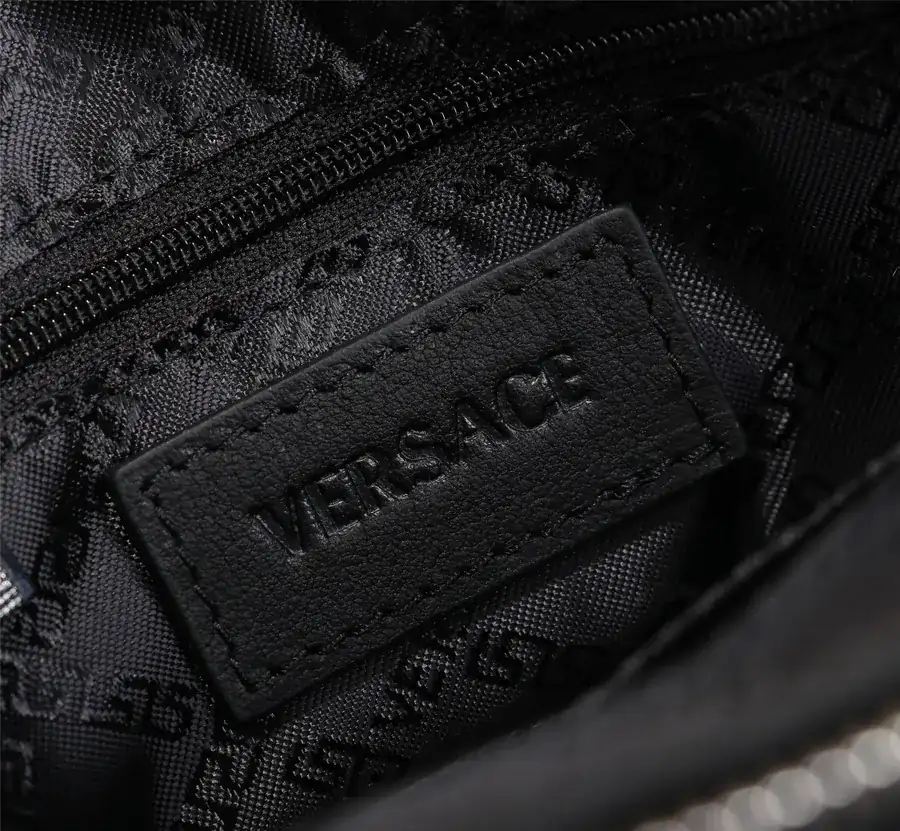 Versace Raincoat Nylon Dual Zip Bucket Bag