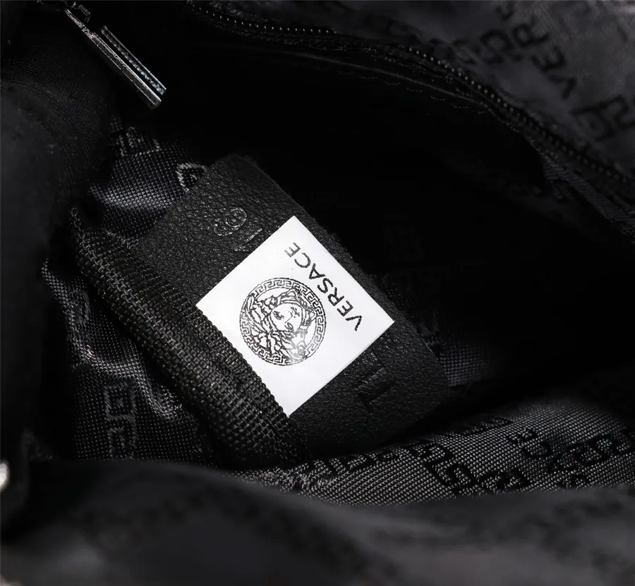 Versace Raincoat Nylon Dual Zip Bucket Bag