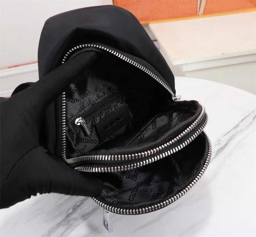 Versace Raincoat Nylon Dual Zip Bucket Bag
