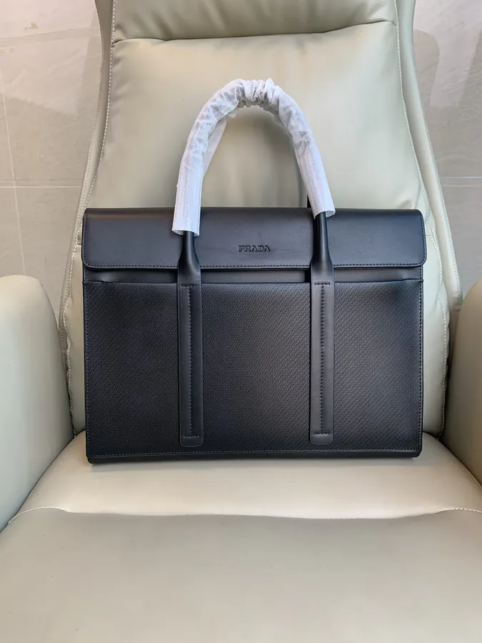Prada Premium Grained Calfskin Briefcase