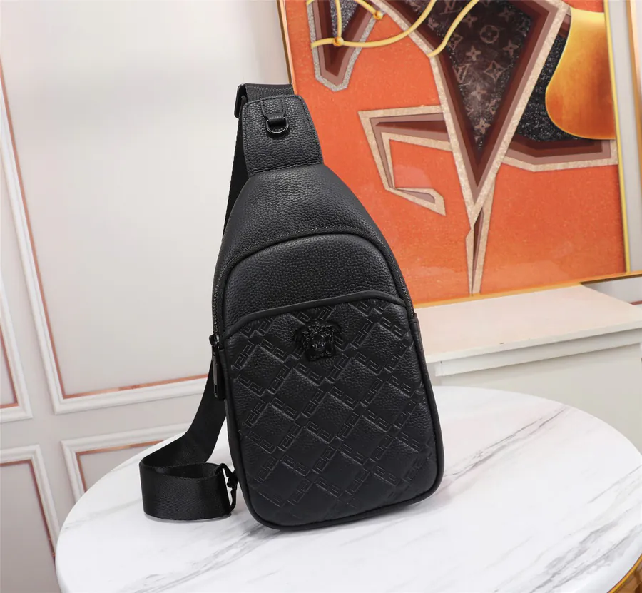 Versace Double Zip Tote Bag Premium Leather, Black
