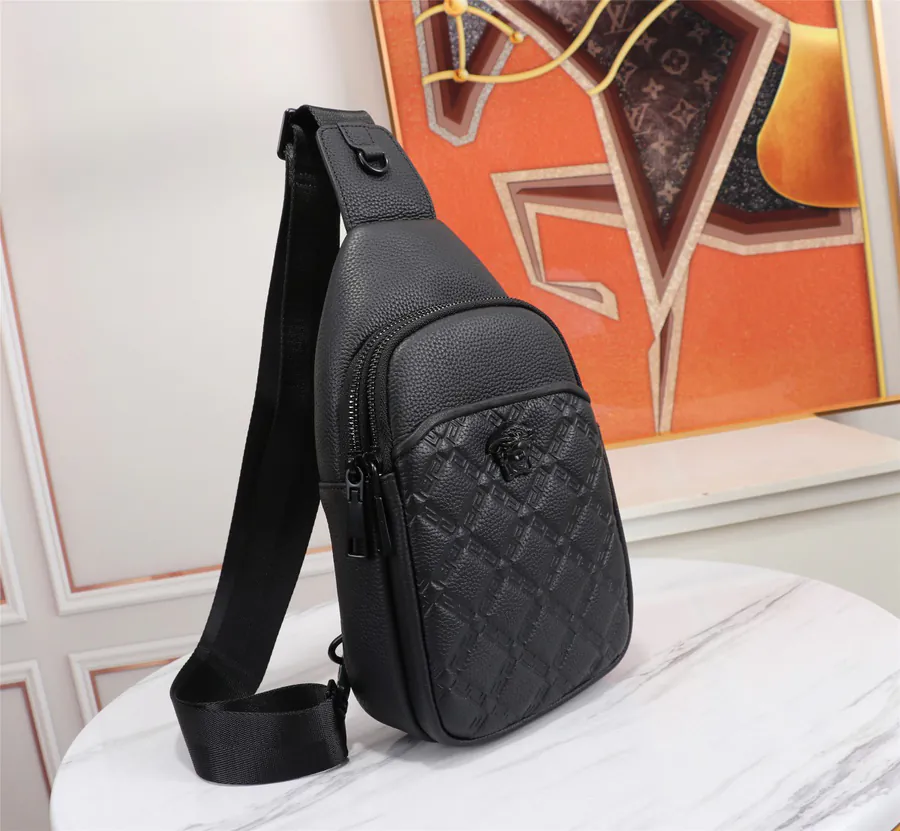 Versace Double Zip Tote Bag Premium Leather, Black