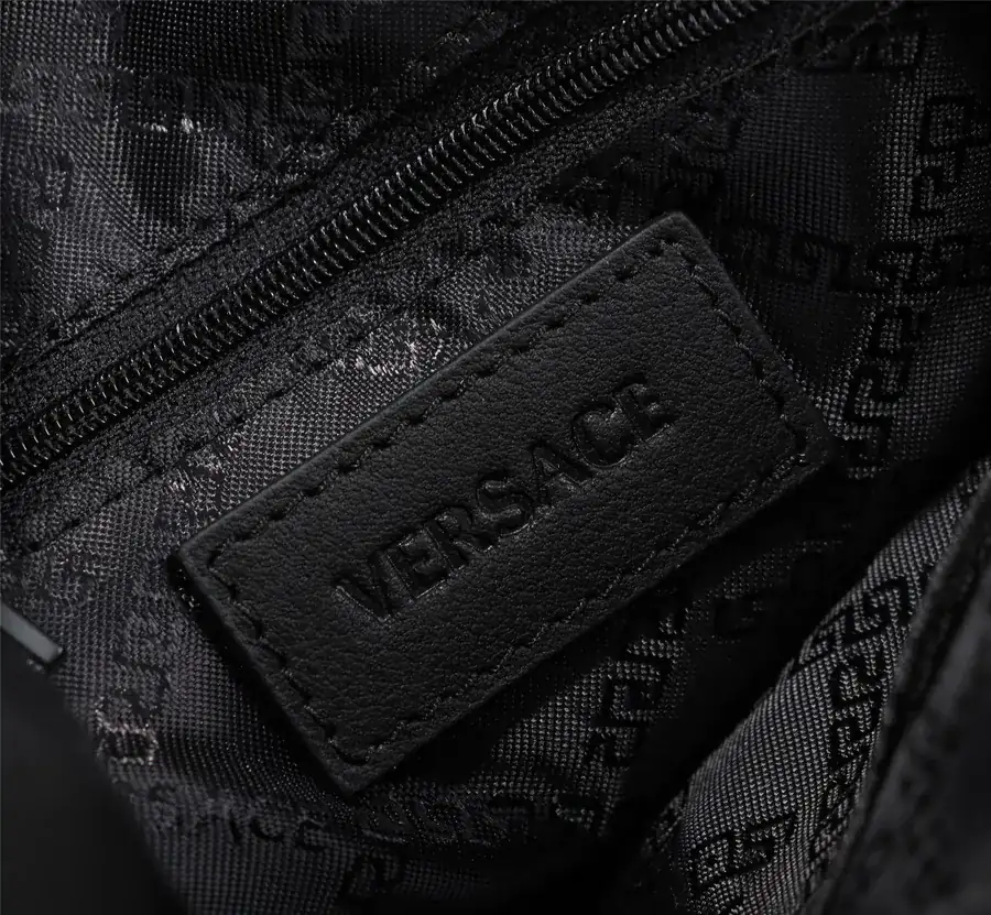 Versace Double Zip Tote Bag Premium Leather, Black