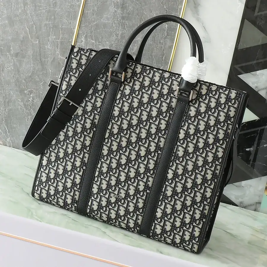 East West Handbag with Dior Logo and Grained Calfskin Details
