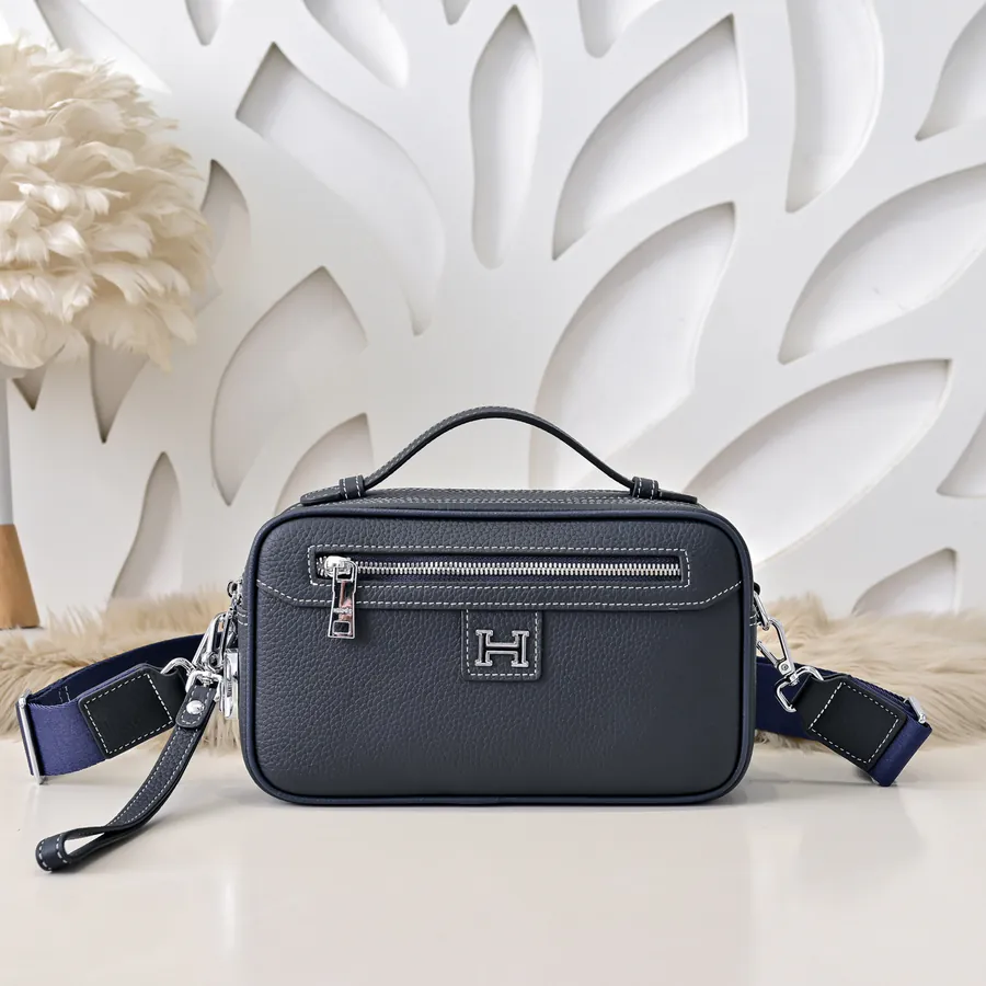Hermes Men's Crossbody Bag Premium Calfskin, Elegant Hardware