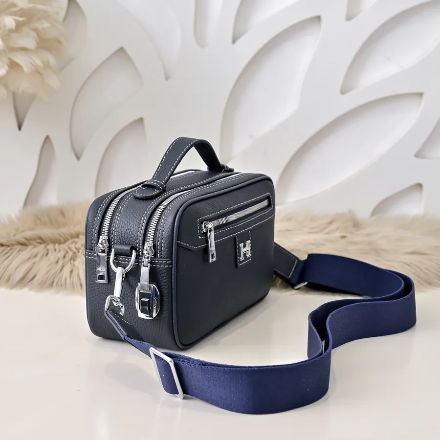 Hermes Men's Crossbody Bag Premium Calfskin, Elegant Hardware