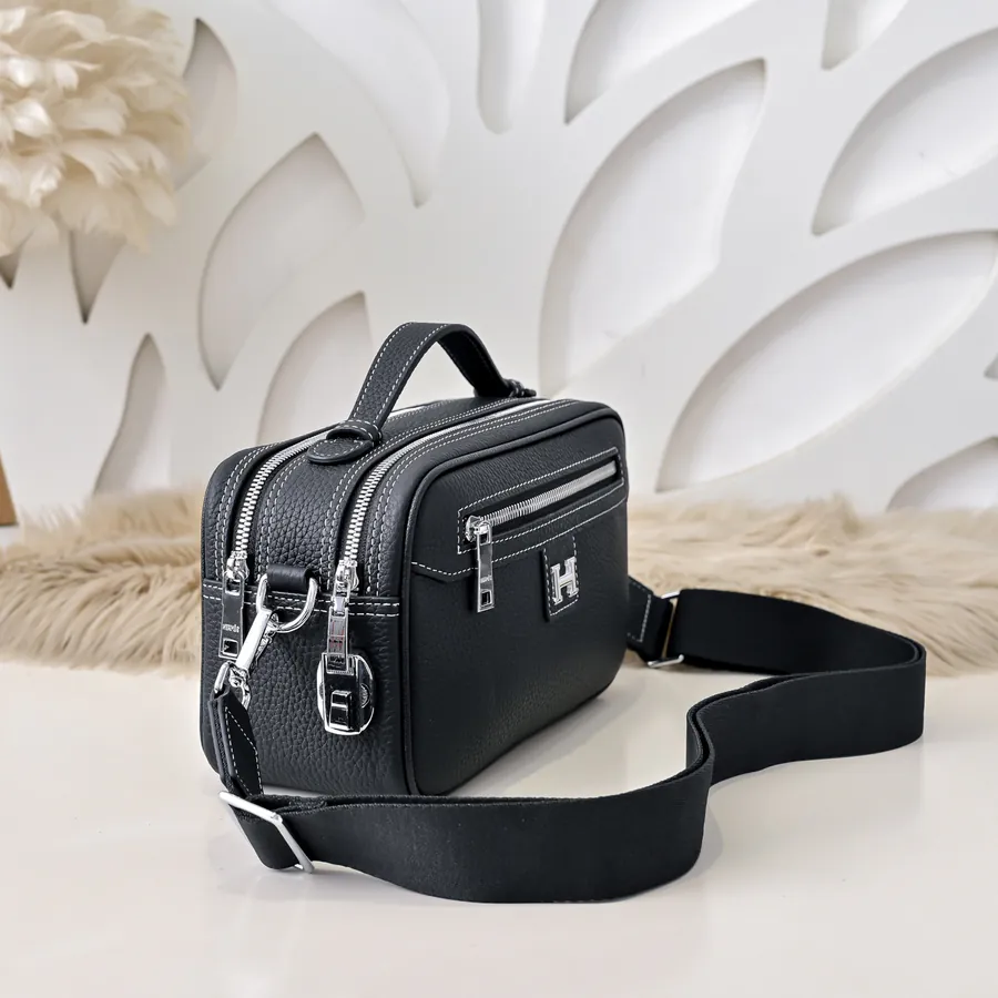 Hermes Men's Crossbody Bag Premium Calfskin, Elegant Hardware