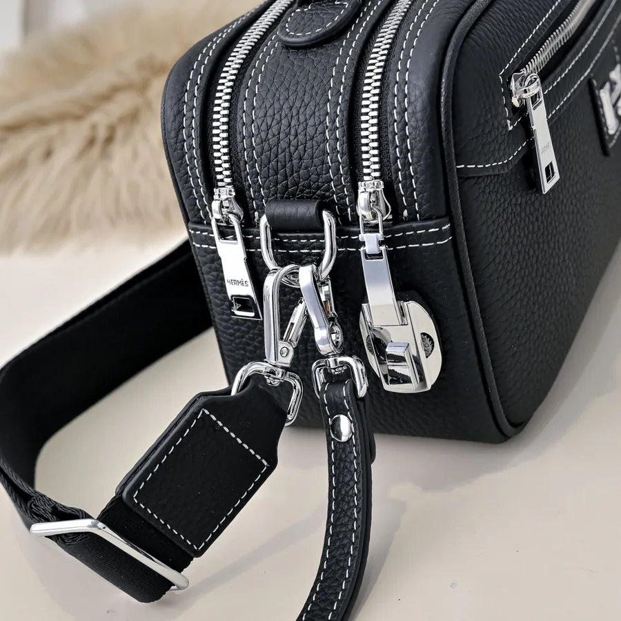 Hermes Men's Crossbody Bag Premium Calfskin, Elegant Hardware