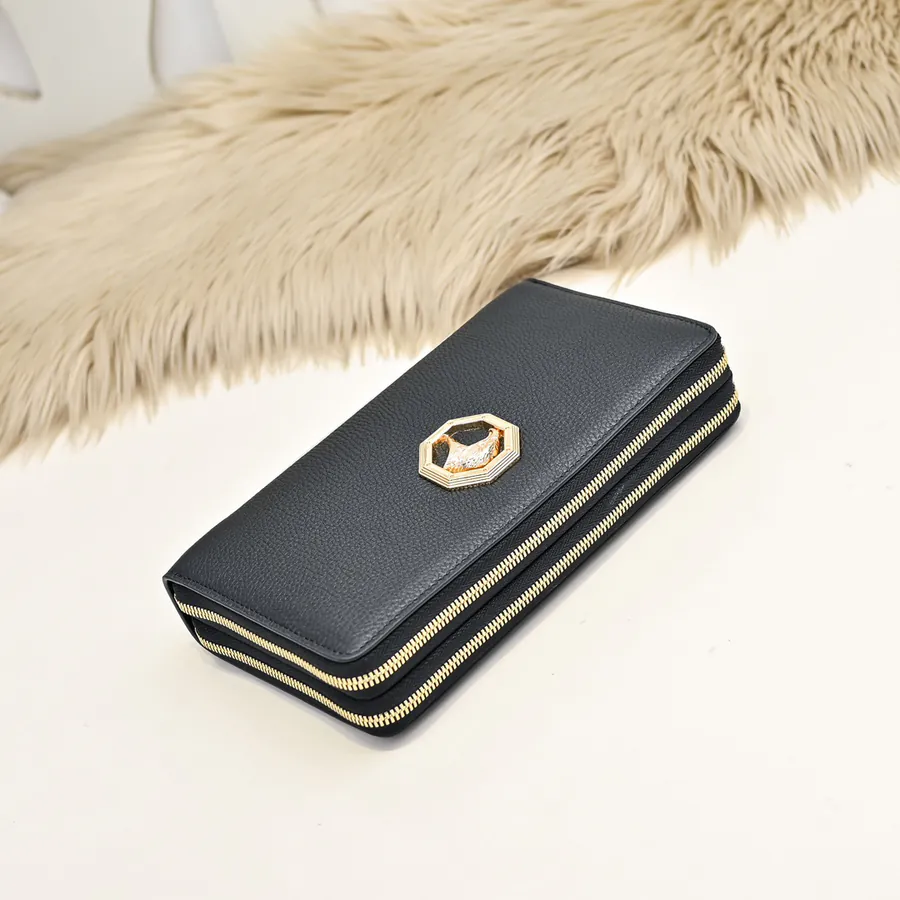 Stefano Ricci Men's Zip Wallet Double Zip, Premium Leather