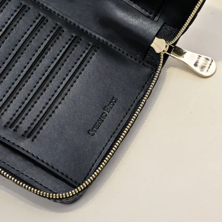 Stefano Ricci Men's Zip Wallet Premium Leather, Elegant Design