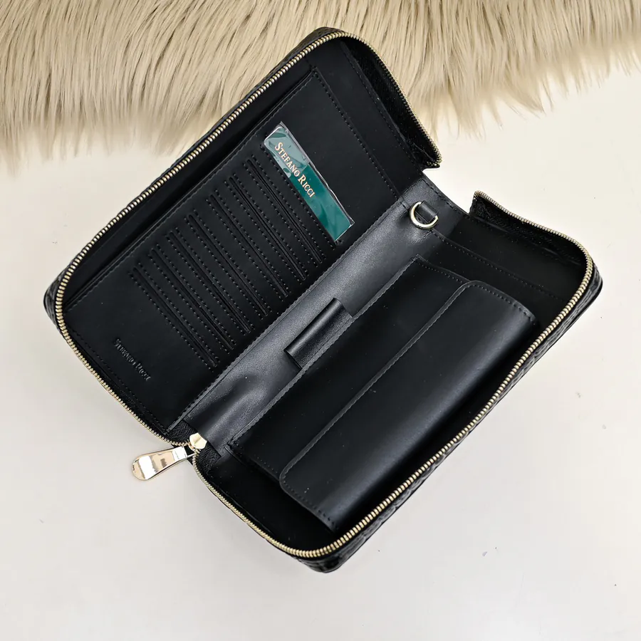 Stefano Ricci Men's Zip Wallet Premium Leather, Elegant Design