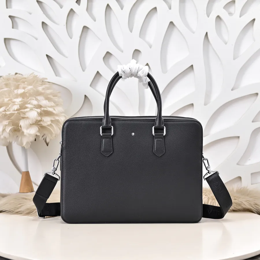 MONT BLANC Men's Briefcase Premium Leather, Elegant Design
