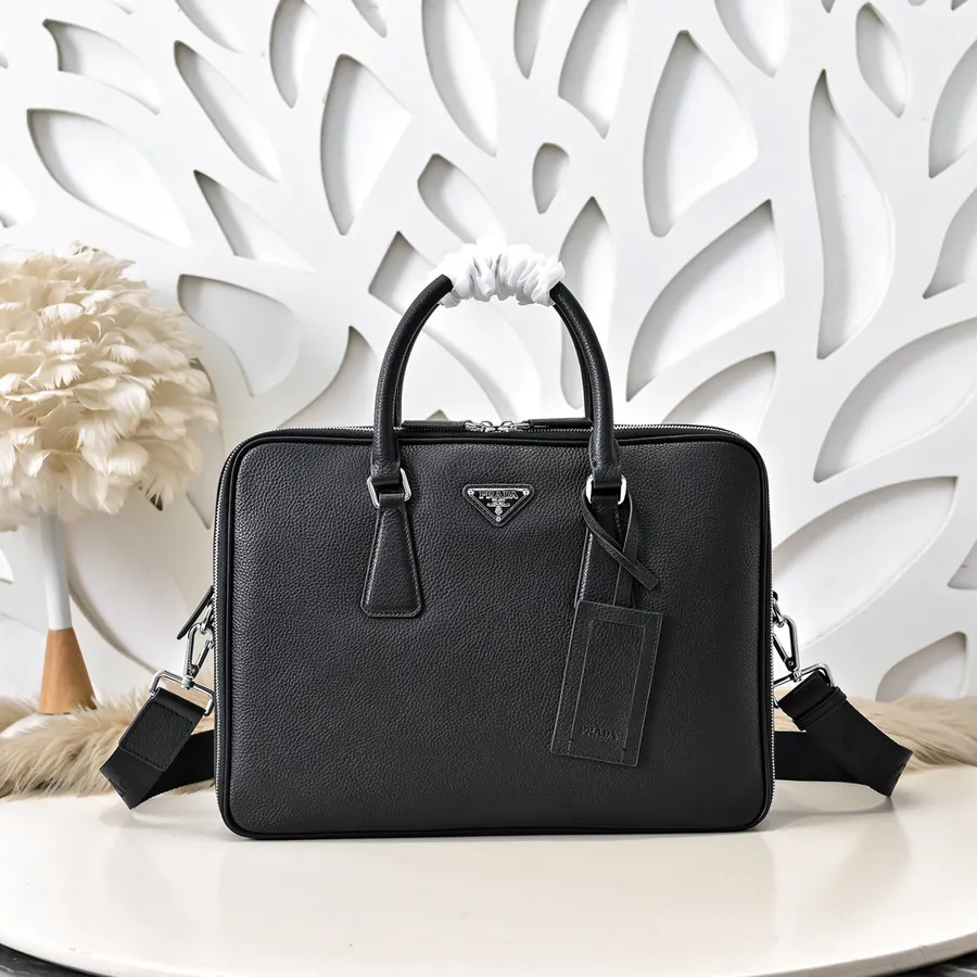 PRADA Men's Briefcase Premium Leather, Stylish and Durable