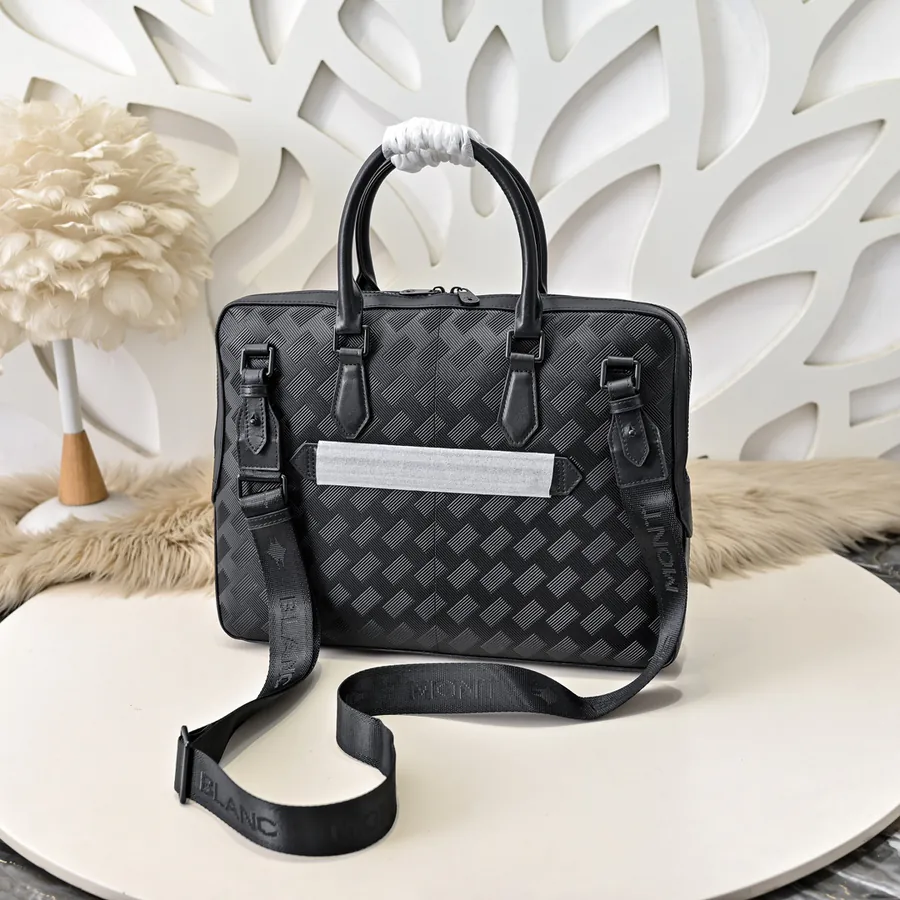 MONT BLANC Men's Briefcase Premium Leather, Elegant Design