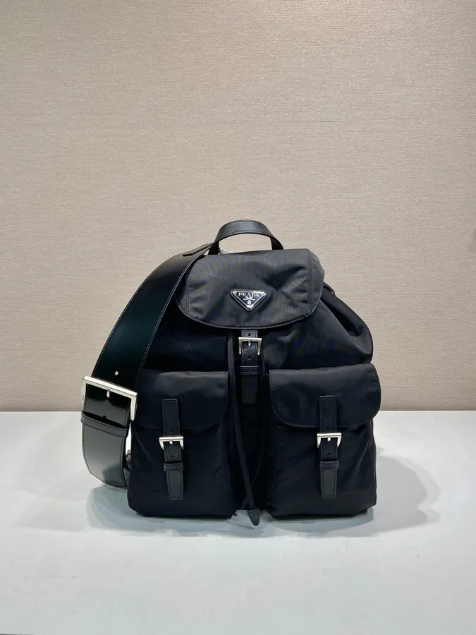 Re Nylon Double Shoulder Bag with Detachable Shiny Strap