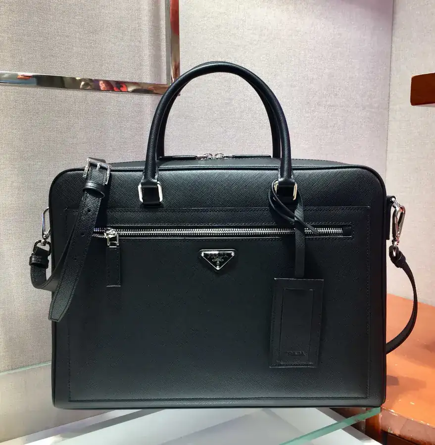 New Exclusive Saffiano Leather Briefcase 2VE016 for Men