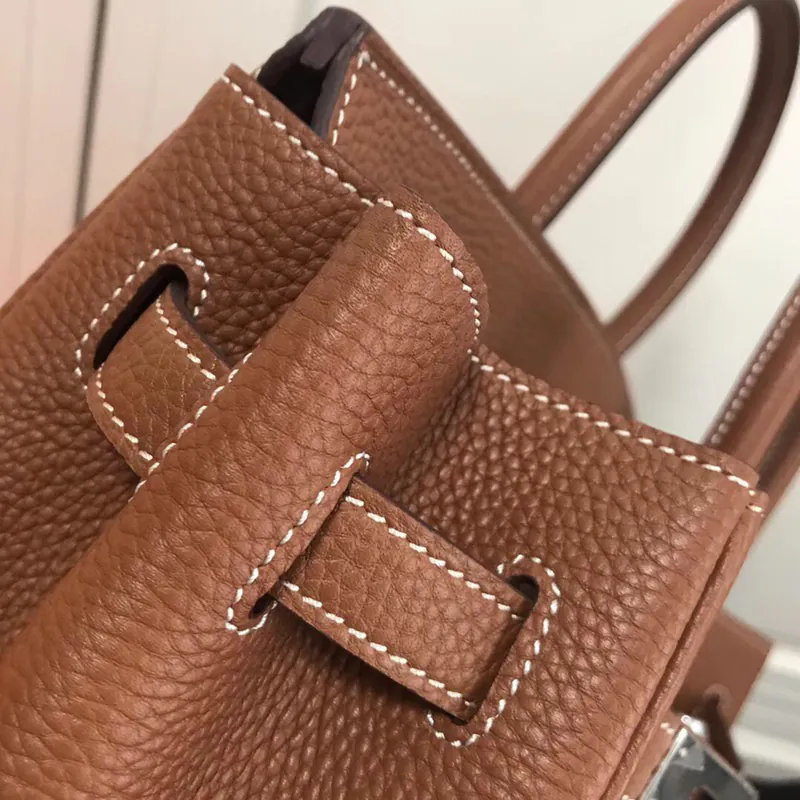 Hermes Birkin Silver Clasp Handbag in Grained Calfskin