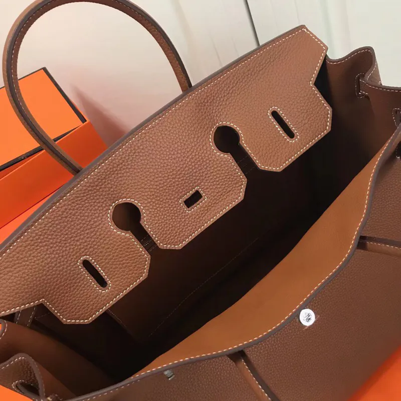 Hermes Birkin Silver Clasp Handbag in Grained Calfskin