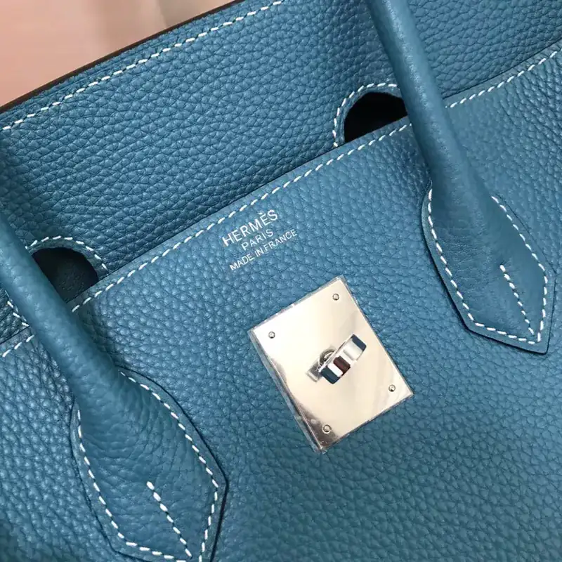 Hermes Birkin Silver Clasp Bucket Bag in Grained Calfskin