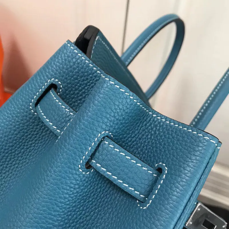 Hermes Birkin Silver Clasp Bucket Bag in Grained Calfskin