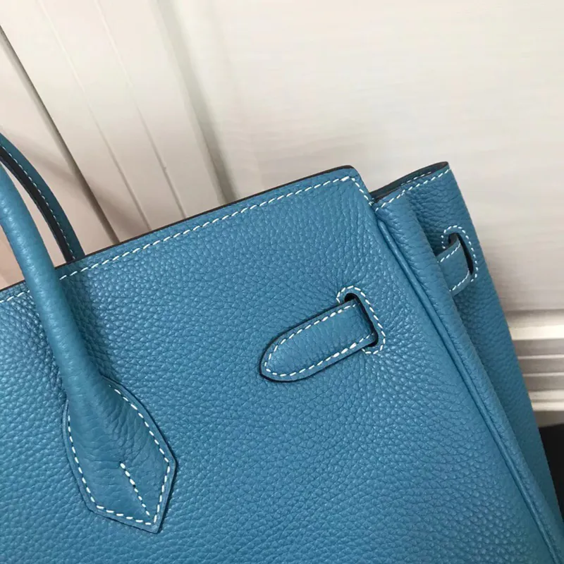 Hermes Birkin Silver Clasp Bucket Bag in Grained Calfskin