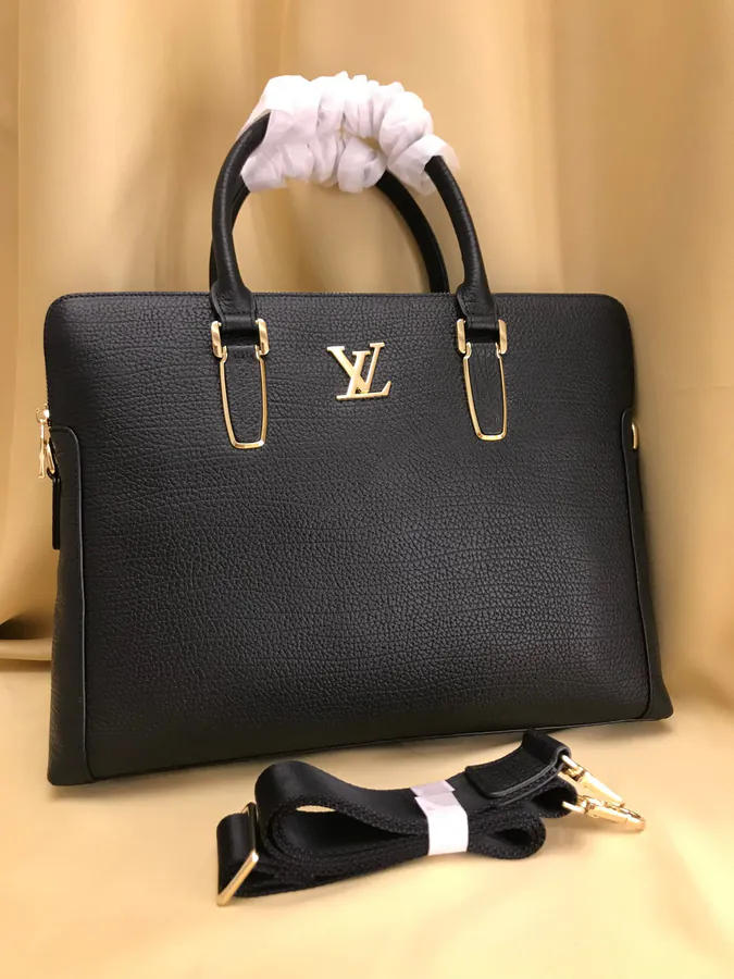 V Family New Mens Tote & Crossbody Briefcase in Black