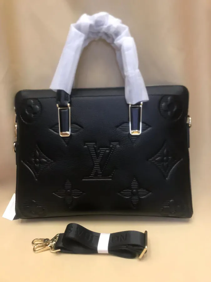 V Family Latest Men's Briefcase with Crossbody Function, Premium Original Leather, Black