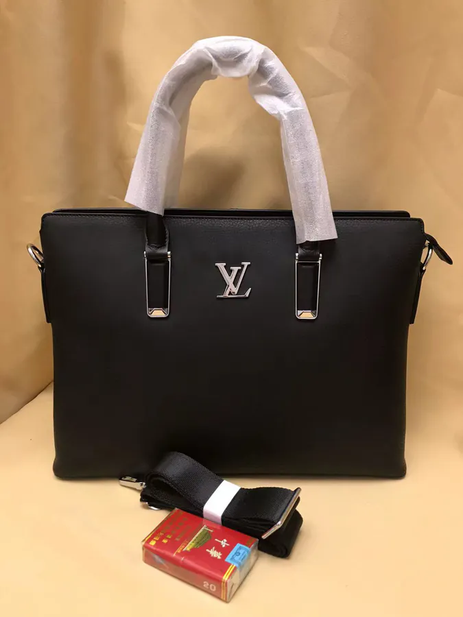 PRADA Grained Calfskin Briefcase with Detachable Strap