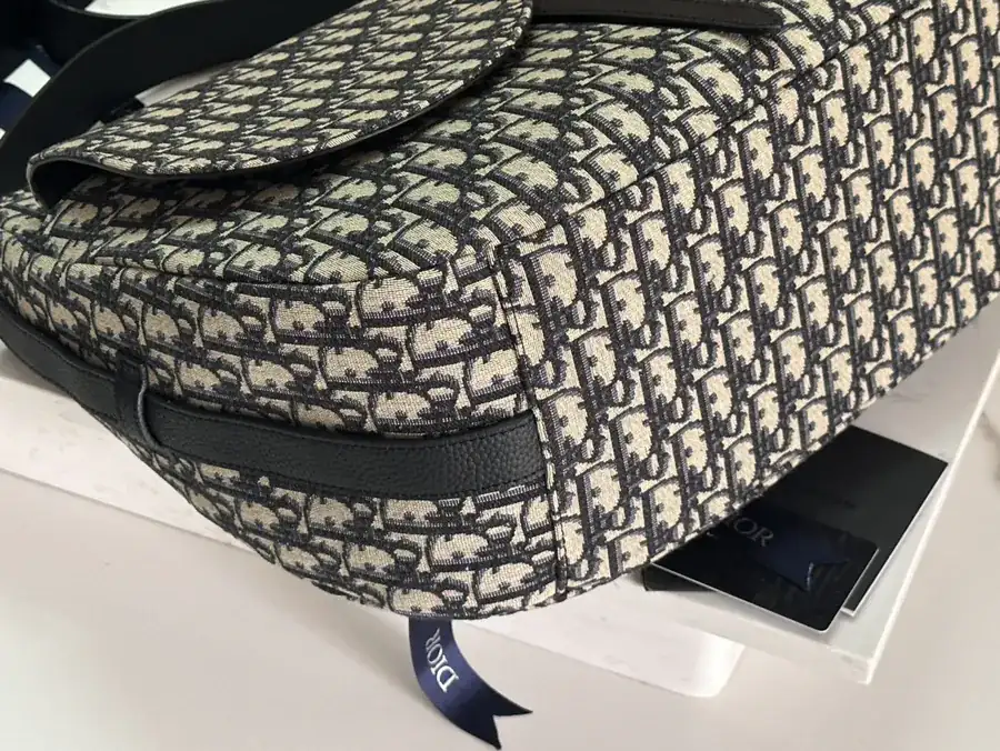 D House Saddle Soft Handbag with Grained Calfskin