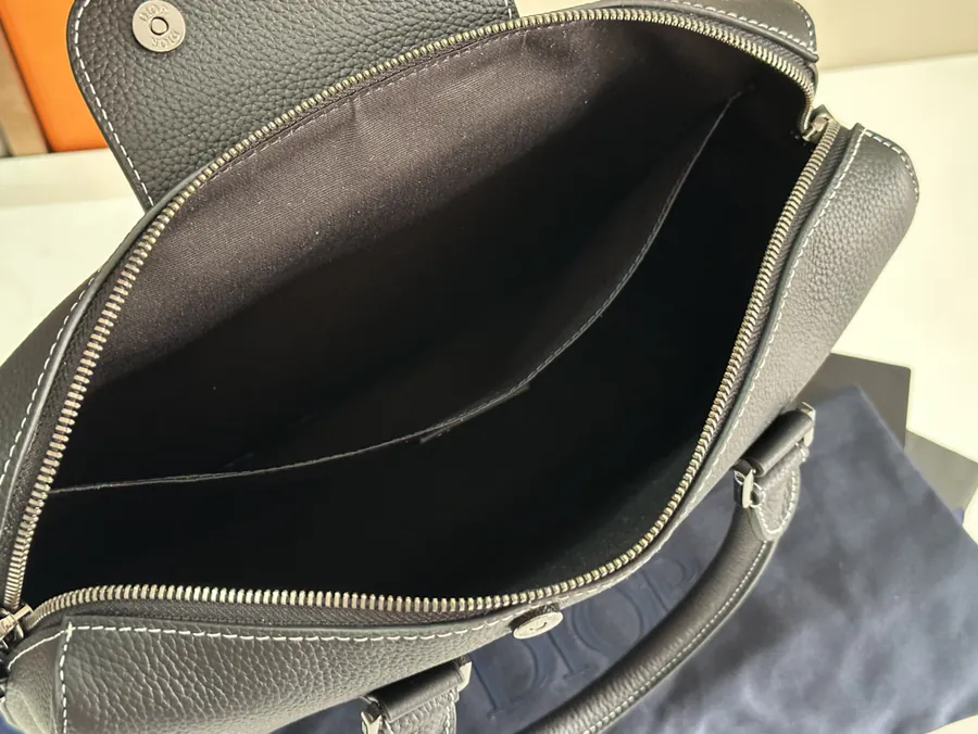 Lingot Series Briefcase with Grained Calfskin and Metal Accents