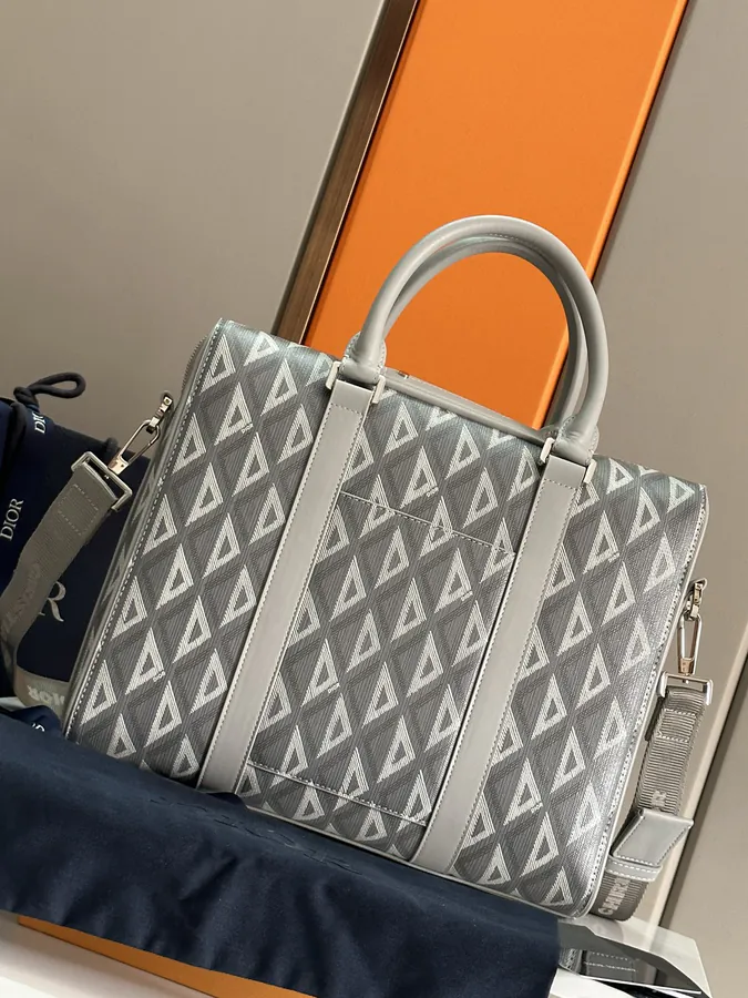 Lingot Series Briefcase with Grained Calfskin and Metal Accents