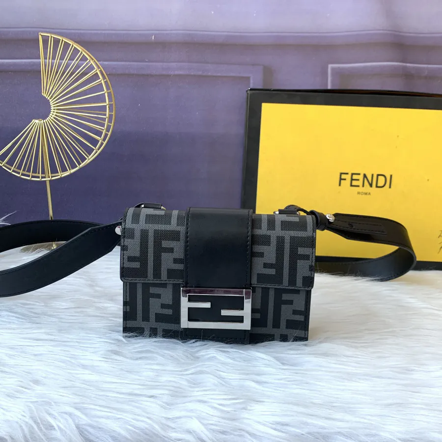 Baguette Handbag with Square Closure and Detachable Strap