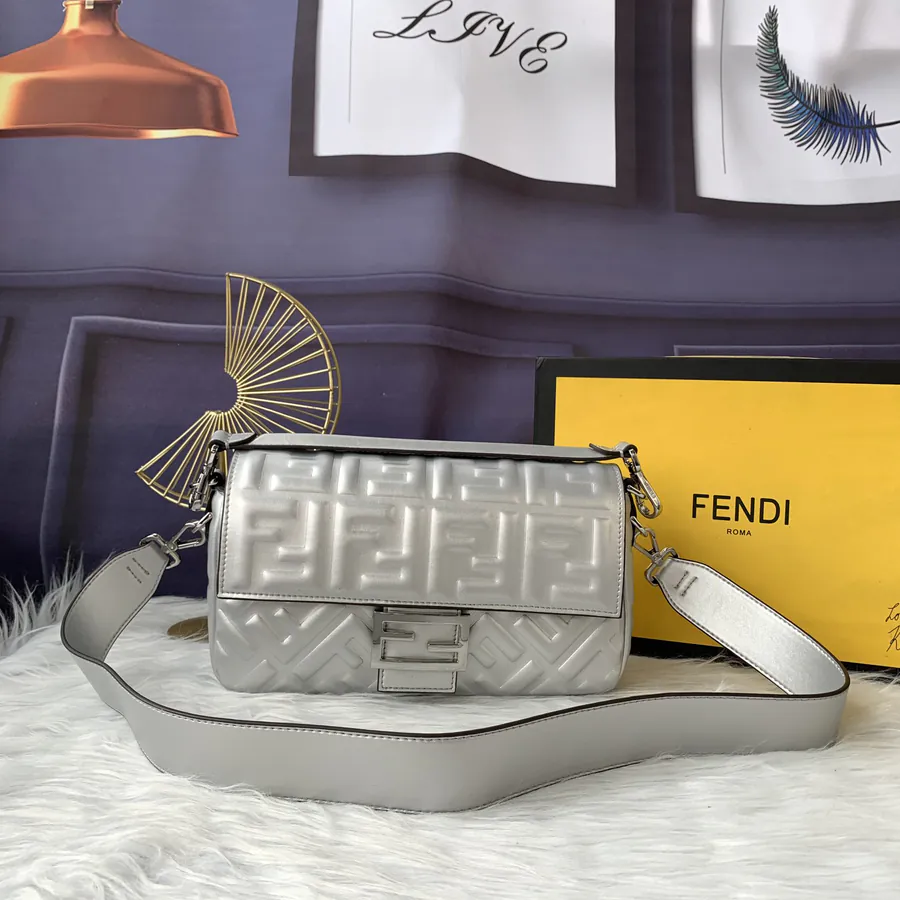 Fendi F8BR600 Silver Bucket Bag
