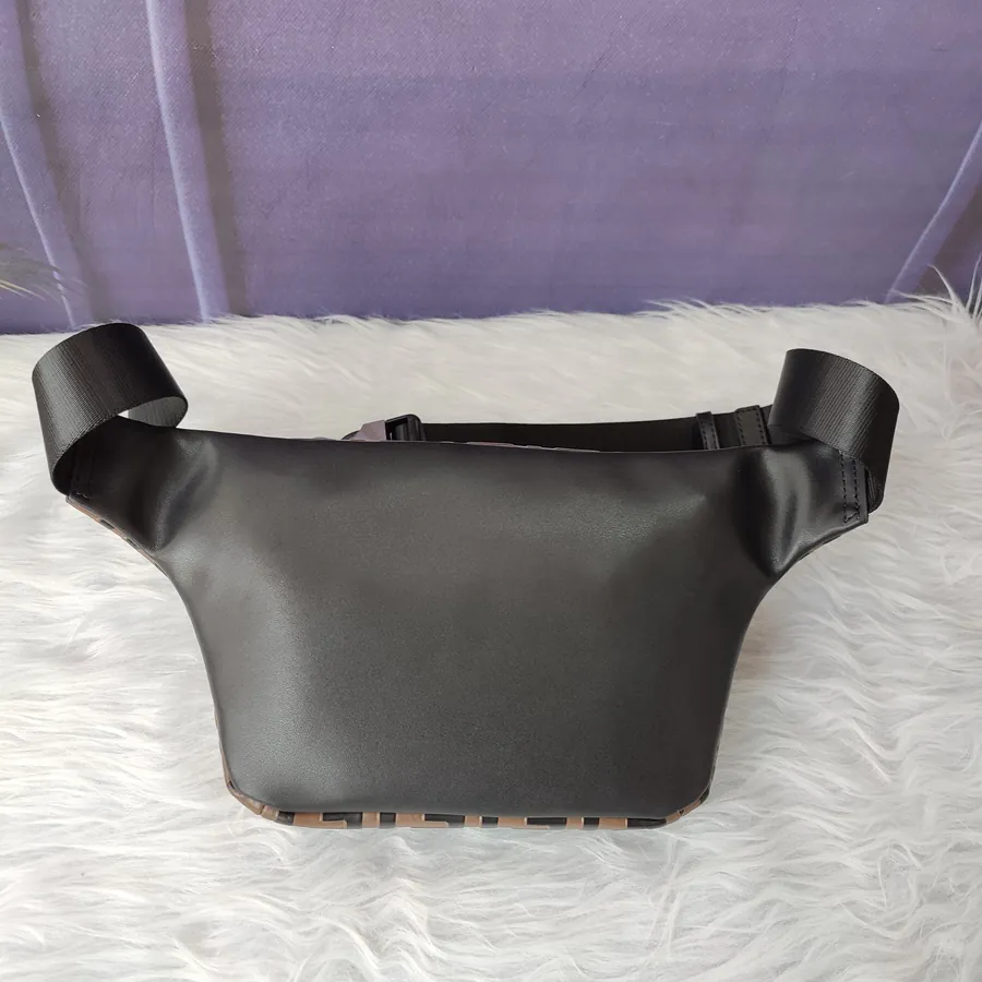 FF Embossed Coffee Brown Bucket Bag with Adjustable Strap