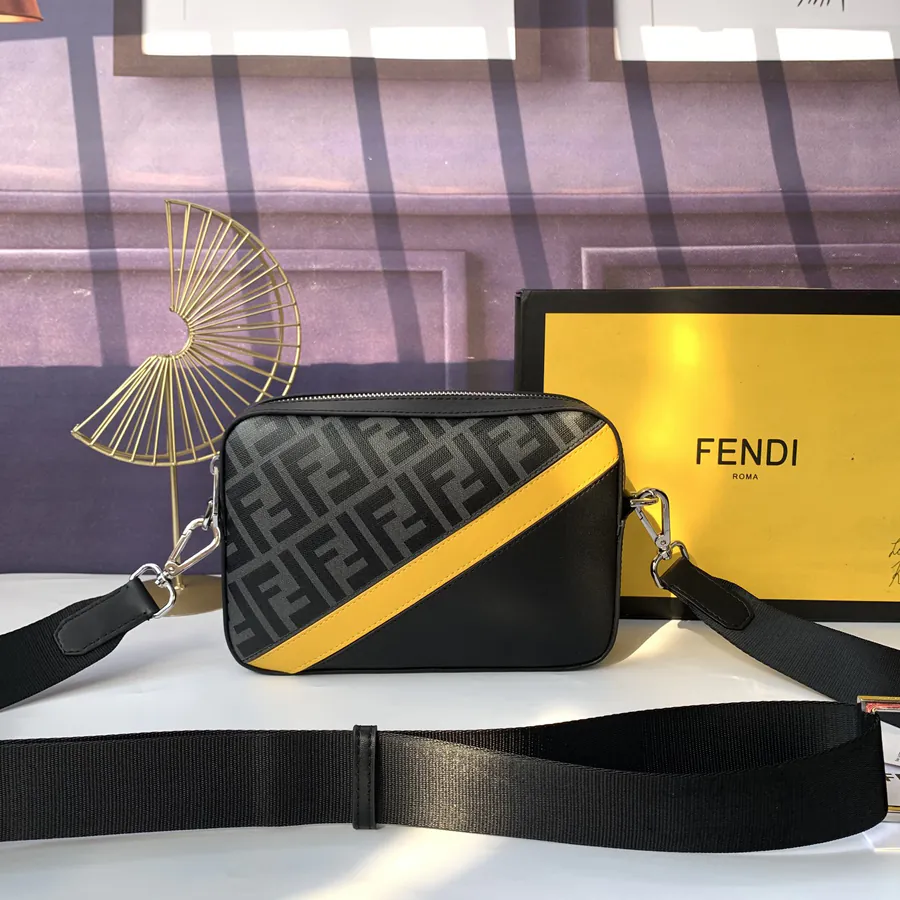 F7M0286 Black and Gold Compact Crossbody Bag