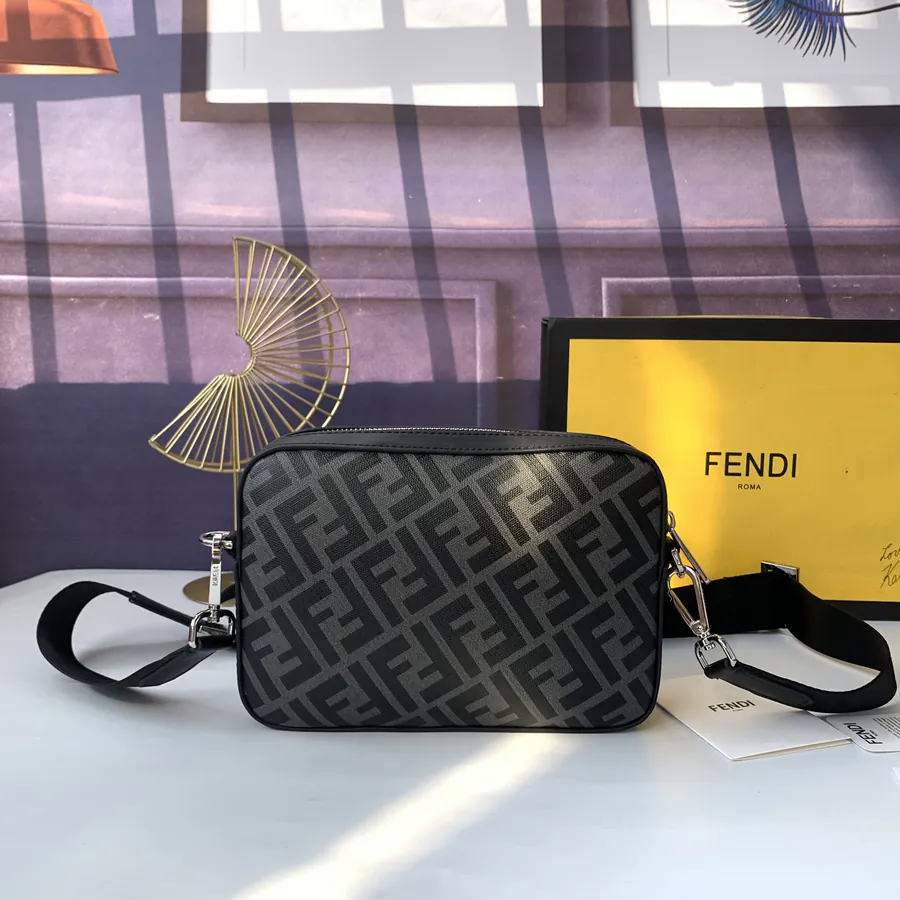 F7M0286 Black and Gold Compact Crossbody Bag
